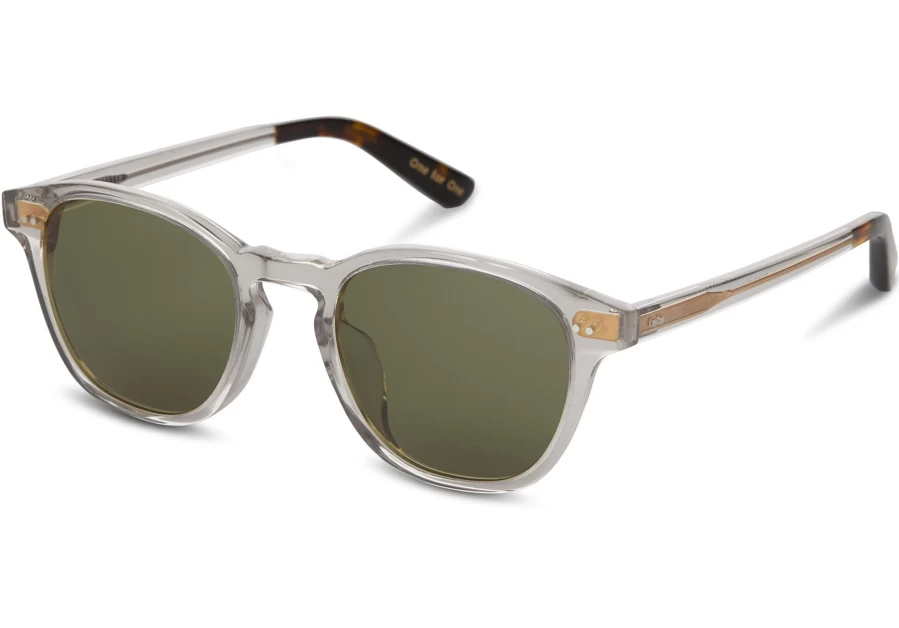 TOMS Wyatt Vintage Crystal-Glass Bottle Green Handcrafted Sunglasses – Premium Handmade Eyewear