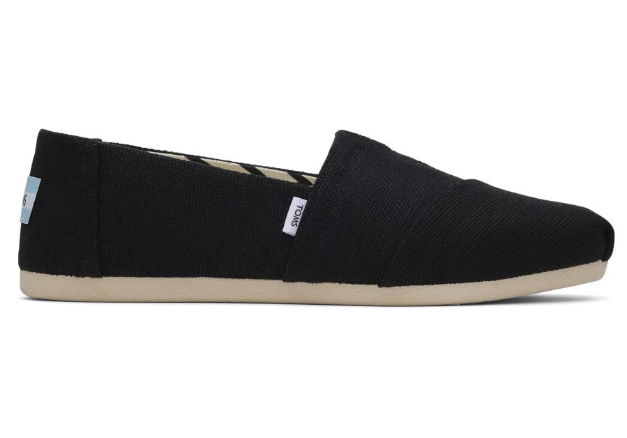 TOMS Alpargata Black Wide Width Canvas Slip-On Shoes Heritage Style