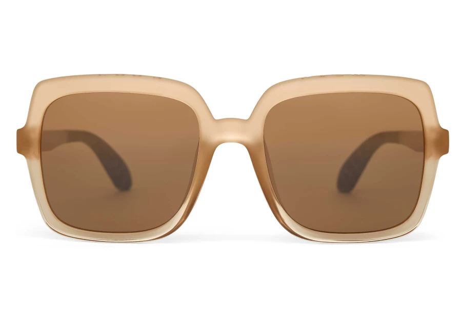 TOMS Athena Oatmilk Crystal Fade/Brown Traveler Sunglasses – Sustainable Oat Milk Frame
