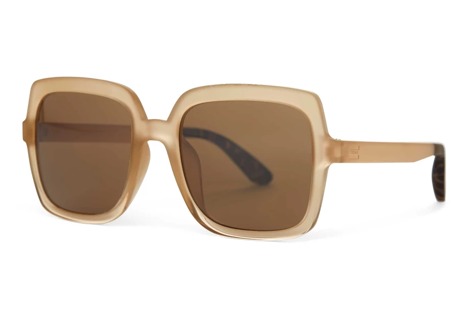 TOMS Athena Oatmilk Crystal Fade/Brown Traveler Sunglasses – Sustainable Oat Milk Frame