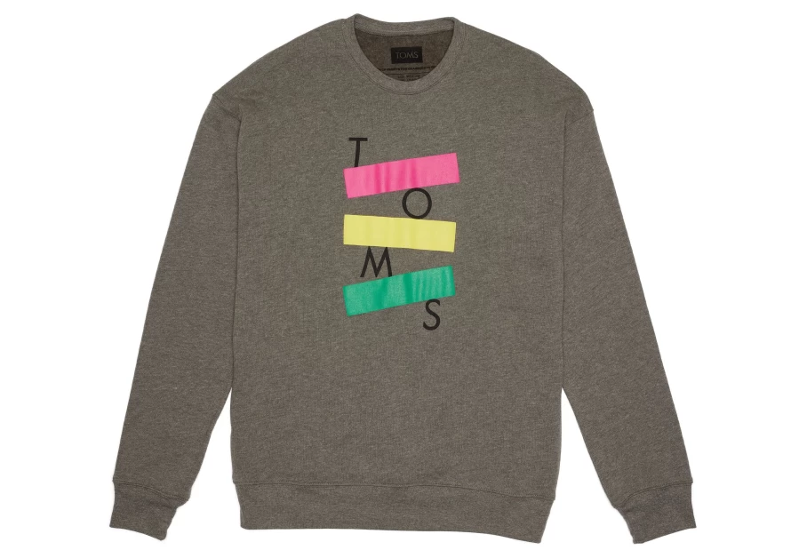 TOMS Dark Heather Grey Fleece Crewneck Sweatshirt for Men & Women - Soft & Comfortable Pullover