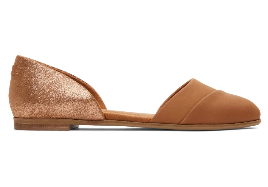 TOMS Tan Leather Jutti D'Orsay Flat Shoes for Women