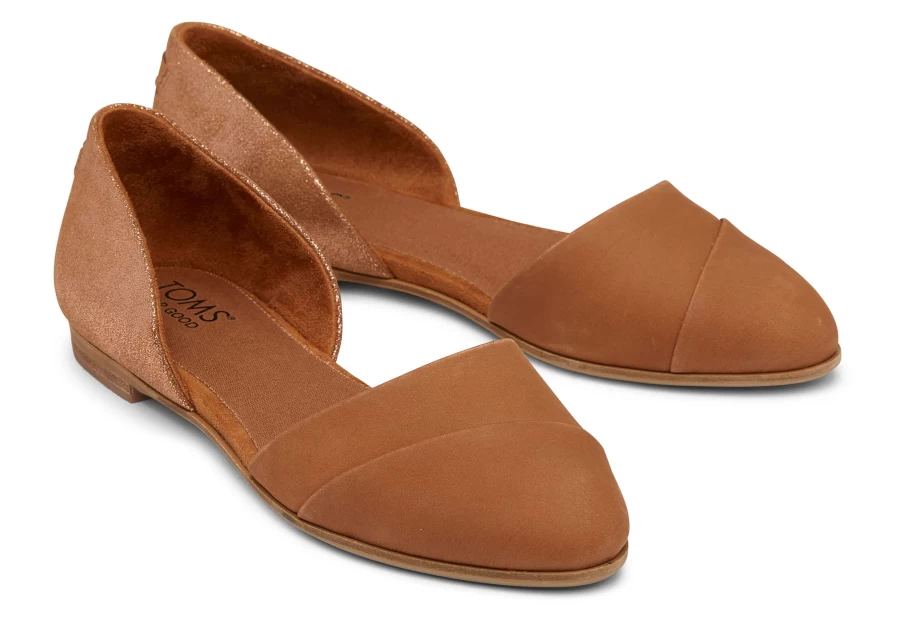 TOMS Tan Leather Jutti D'Orsay Flat Shoes for Women