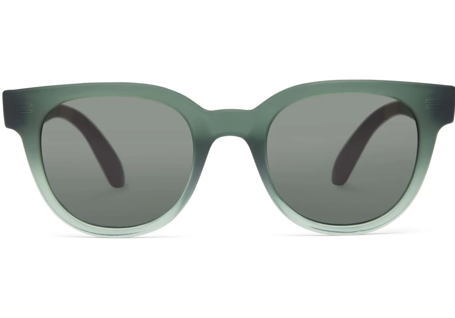 TOMS Matte Green/Grey Rhodes Spruce Traveler Sunglasses – Polarized UV Protection Aviator Style