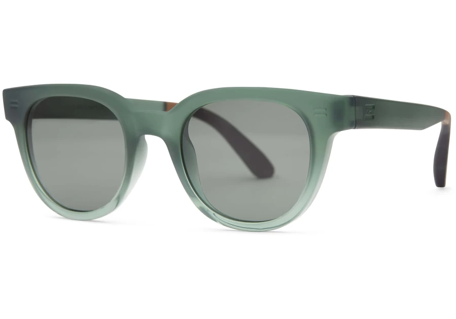 TOMS Matte Green/Grey Rhodes Spruce Traveler Sunglasses – Polarized UV Protection Aviator Style