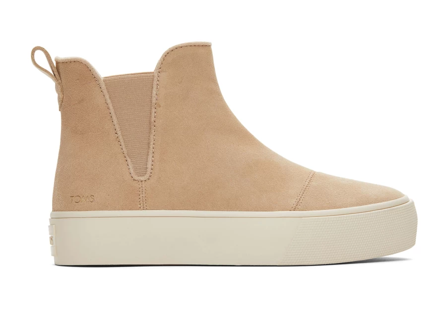 TOMS Oatmeal Chelsea Suede Sneakers - Fenix Platform Casual Shoes