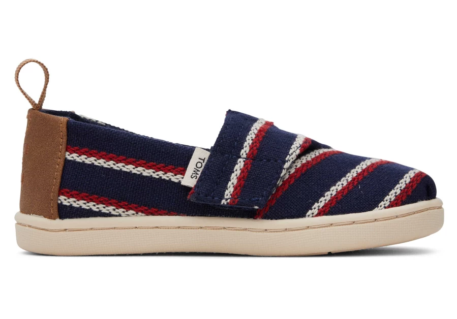 TOMS Alpargata Navy Stripes Toddler Shoes for Boys and Girls