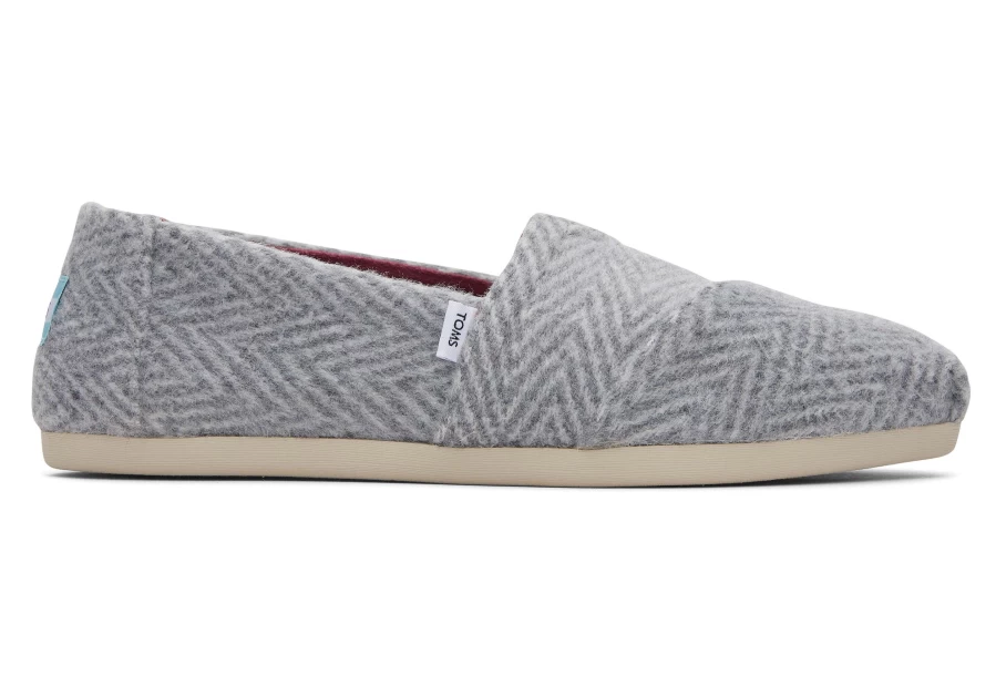 TOMS Alpargata Grey Herringbone Shadow Slip-On Shoes - Comfortable & Stylish
