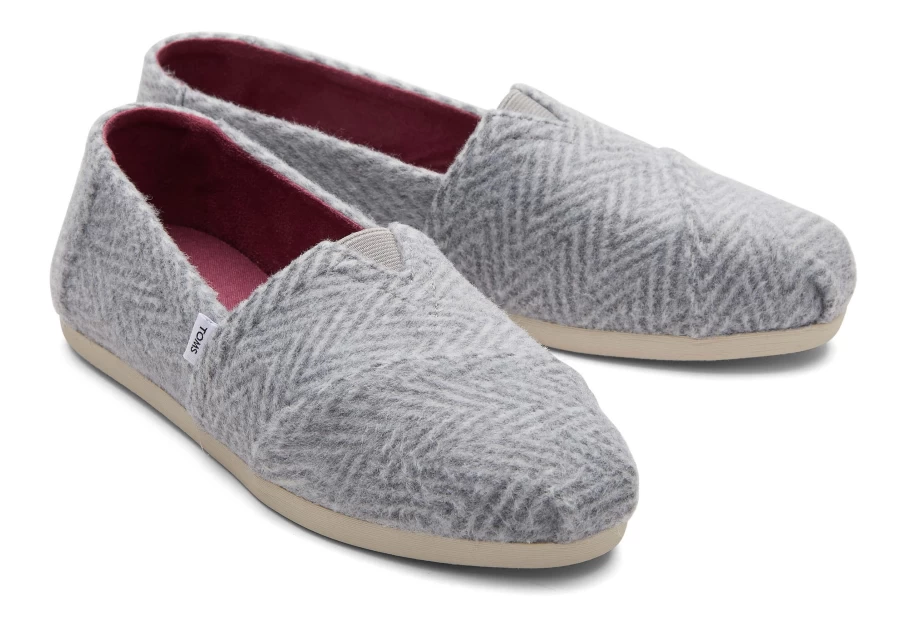 TOMS Alpargata Grey Herringbone Shadow Slip-On Shoes - Comfortable & Stylish