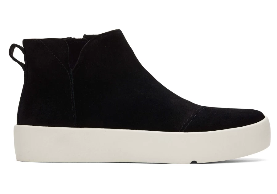 TOMS Verona Mid Suede Black Platform Sneakers for Women