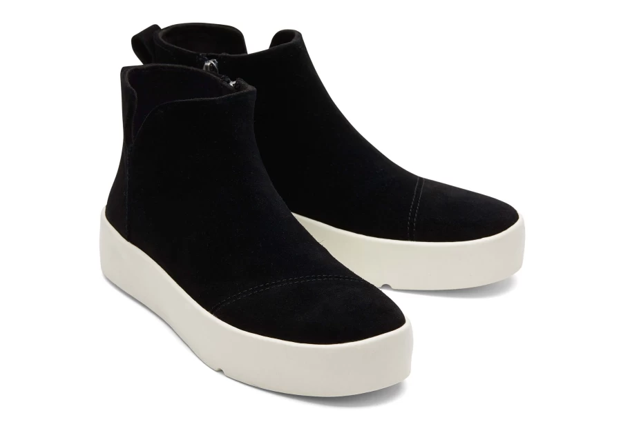 TOMS Verona Mid Suede Black Platform Sneakers for Women