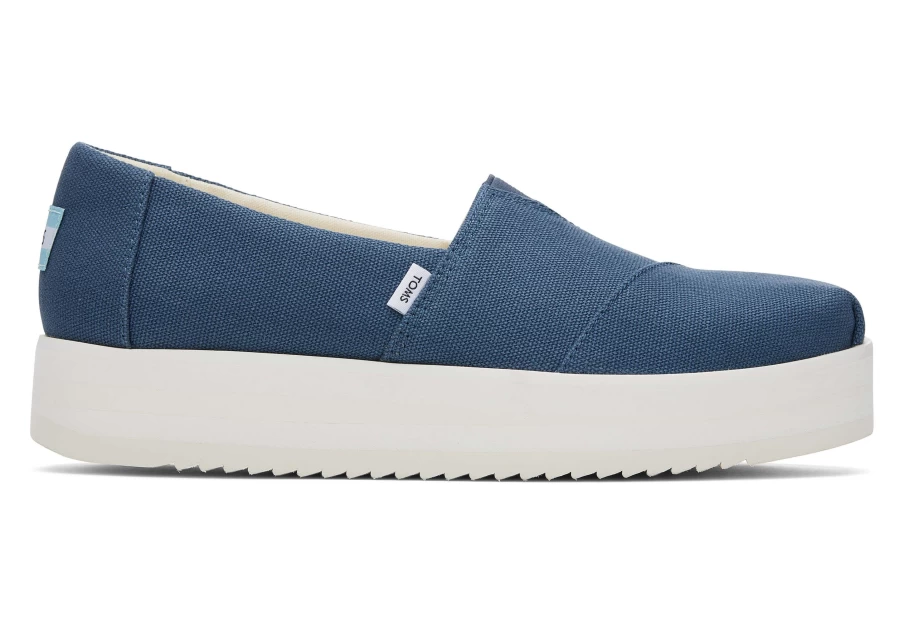 TOMS Majolica Blue Alpargata Midform Espadrille Shoes for Women