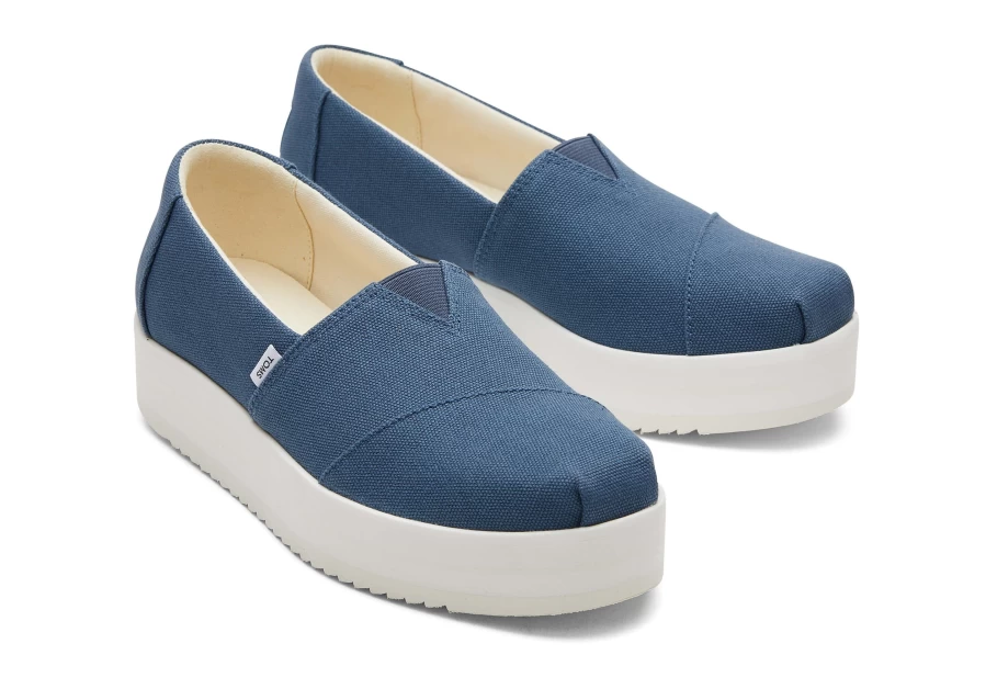 TOMS Majolica Blue Alpargata Midform Espadrille Shoes for Women