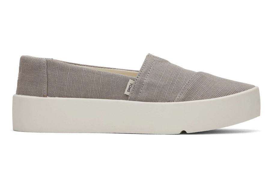 TOMS Light Grey Slip-On Sneakers | Verona Grey Casual Shoes