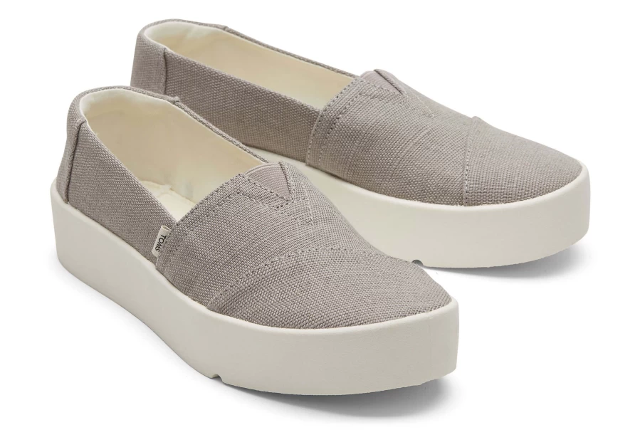 TOMS Light Grey Slip-On Sneakers | Verona Grey Casual Shoes