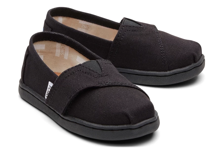 TOMS Kids' Black Canvas Alpargata Shoes for Toddlers