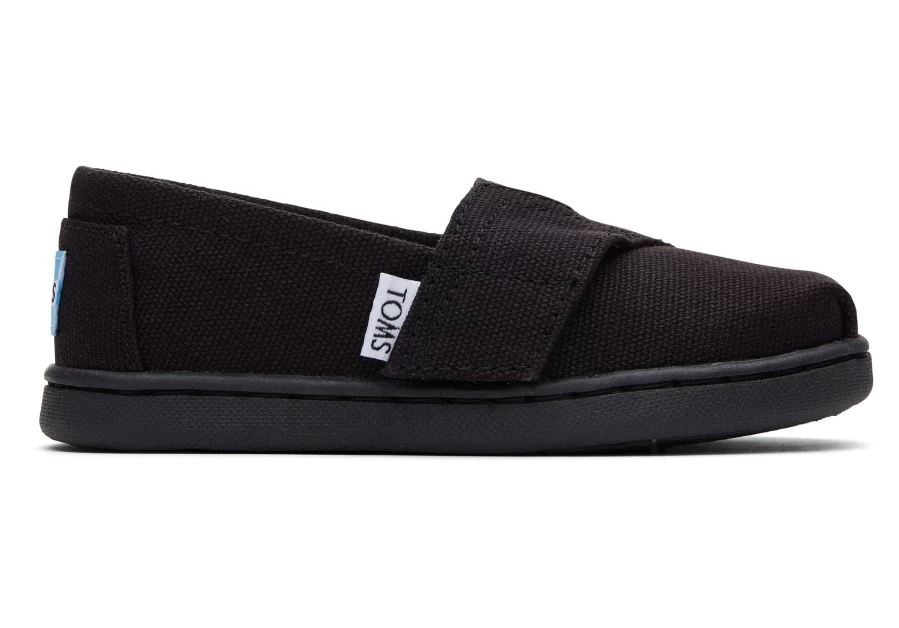 TOMS Kids' Black Canvas Alpargata Shoes for Toddlers