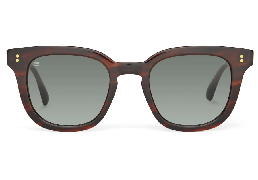 TOMS Venice Handcrafted Sunglasses - Caramel Striated & Green Grey Frame