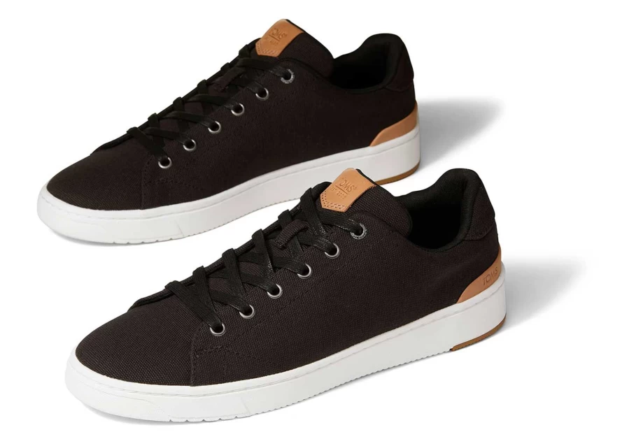 TOMS Trvl Lite Lace-Up Sneakers - Black Canvas Walking Shoes for Men & Women