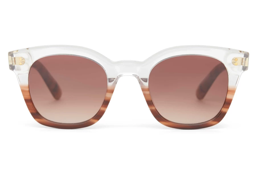 TOMS Rome Mocha Fade Handcrafted Sunglasses - Brown Gradient Lens Premium Crafted Shades