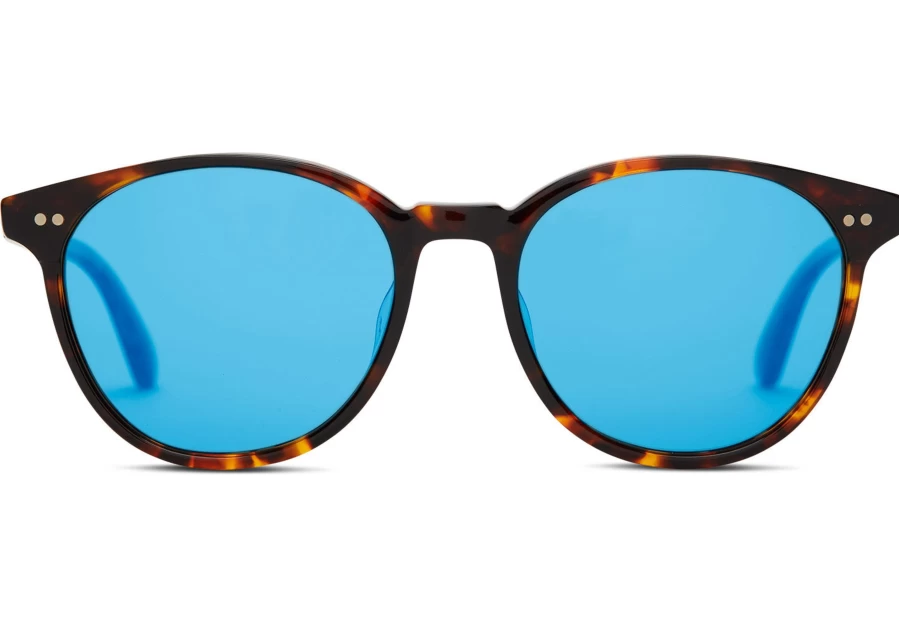 TOMS Whiskey Tortoise Black Diamond Mirror Polarized Sunglasses - Handcrafted Zeiss Lens