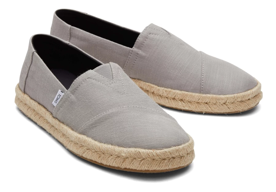 TOMS Alpargata 2.0 Espadrille in Drizzle Grey - Recycled Cotton Rope Sustainable Shoes
