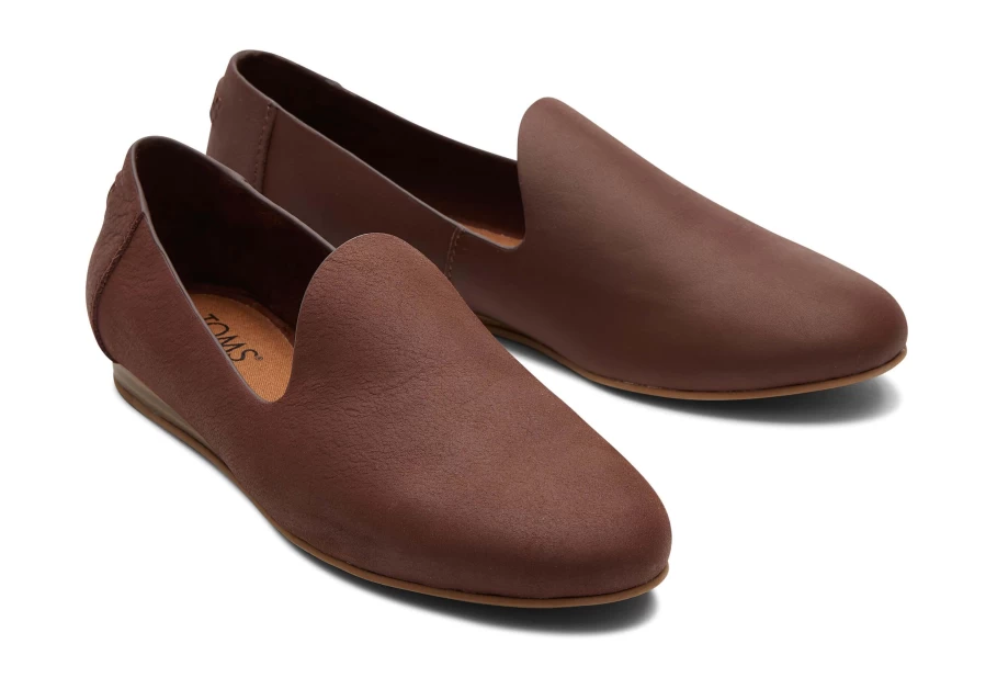 TOMS Chestnut Darcy Leather Flat Shoes for Women