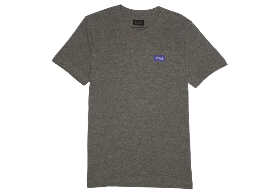 TOMS Dark Heather Grey Short Sleeve Logo Crew Neck T-Shirt for Men & Women