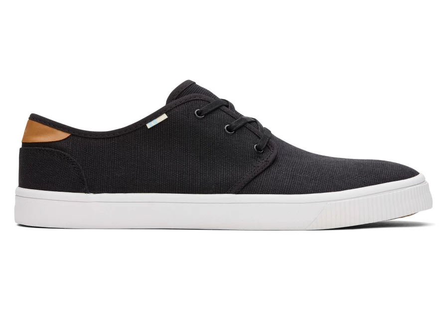 TOMS Carlo Black Heritage Canvas Lace-Up Sneakers for Men & Women