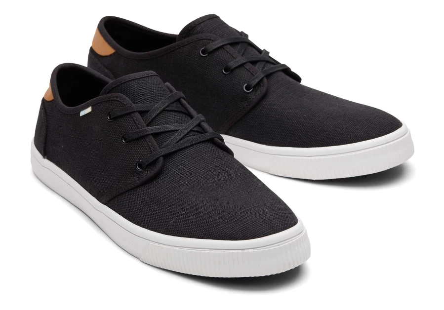 TOMS Carlo Black Heritage Canvas Lace-Up Sneakers for Men & Women