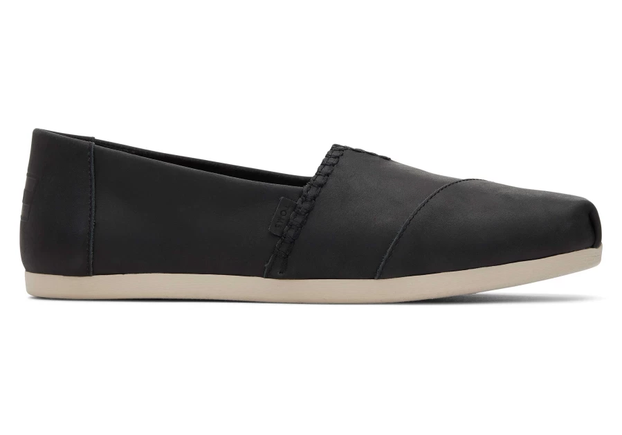 TOMS Alpargata Leather Black Slip-On Comfortable Shoes