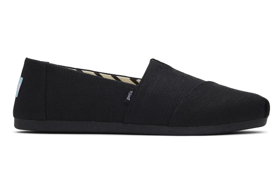 TOMS Alpargata All Black Heritage Canvas Wide Width Shoes - Black/Black Wide