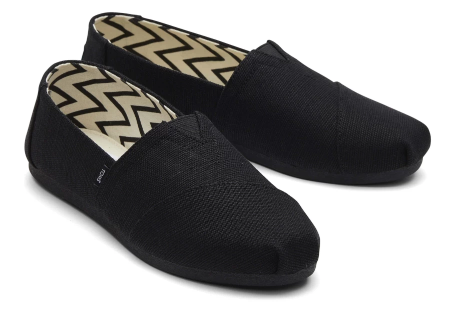 TOMS Alpargata All Black Heritage Canvas Wide Width Shoes - Black/Black Wide