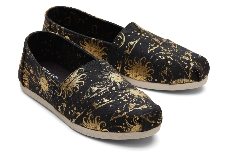 TOMS Alpargata Lunar Sky Sandals in Gold Foil | Comfortable Slip-On Espadrilles
