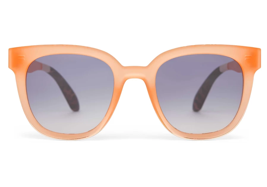 TOMS Juniper Peach Traveler Sunglasses - Matte/Shiny Peach Crystal Fade & Blue Gradient Polarized Lenses