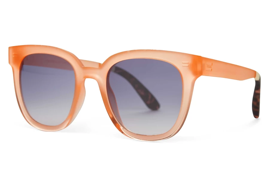 TOMS Juniper Peach Traveler Sunglasses - Matte/Shiny Peach Crystal Fade & Blue Gradient Polarized Lenses