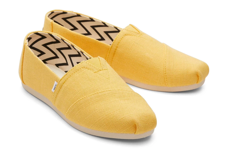 TOMS Alpargata Heritage Canvas Slip-On Shoes in Pineapple Yellow | Comfortable & Stylish