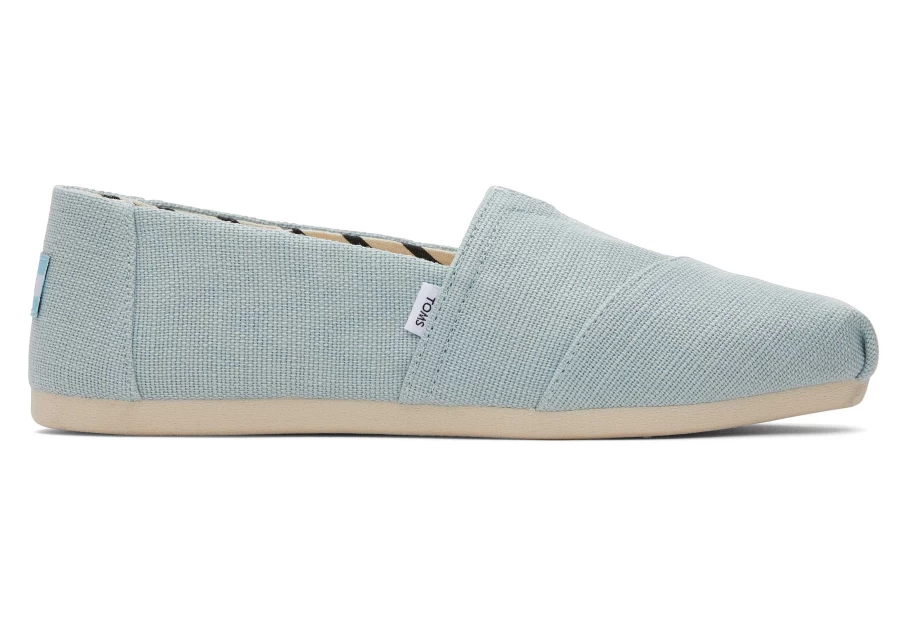 TOMS Light Mint Heritage Canvas Alpargata Shoes - Soft Blue Comfort Slip-Ons