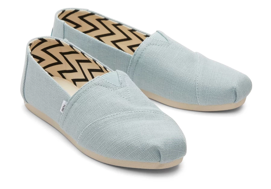 TOMS Light Mint Heritage Canvas Alpargata Shoes - Soft Blue Comfort Slip-Ons
