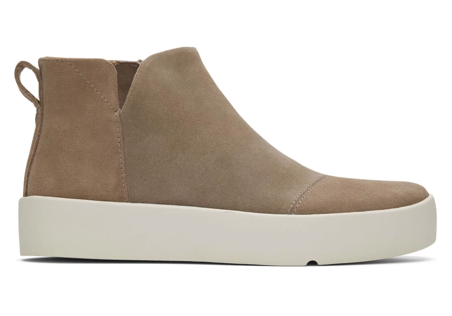 TOMS Verona Mid Platform Sneakers in Suede Dune - Taupe Casual Shoes