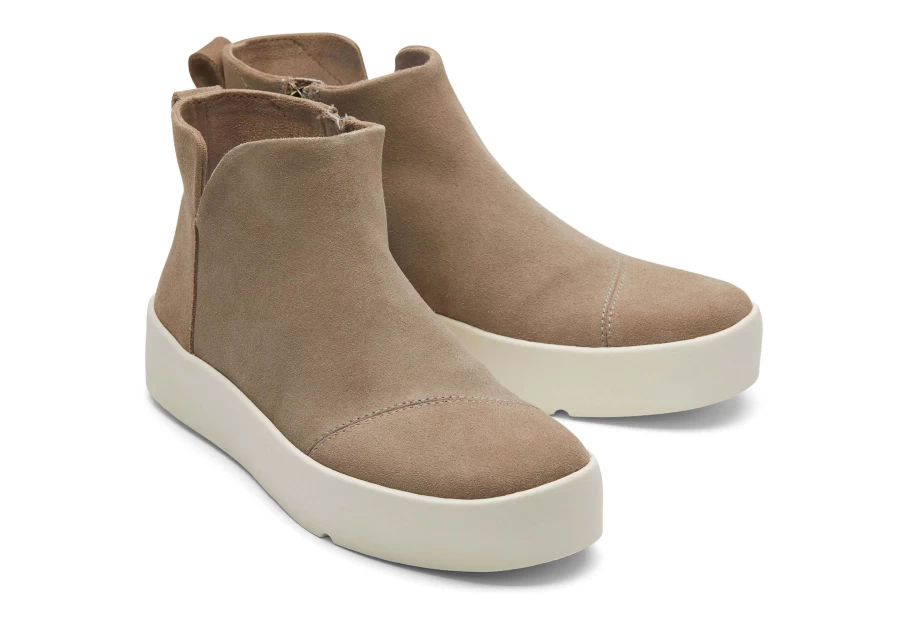 TOMS Verona Mid Platform Sneakers in Suede Dune - Taupe Casual Shoes