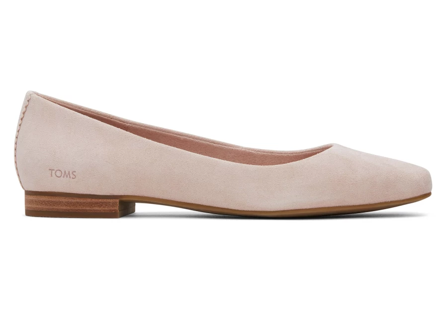 TOMS Briella Suede Pink Flat Shoes for Women - Comfortable Ballet Flats