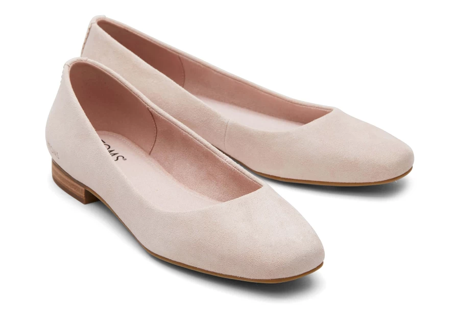 TOMS Briella Suede Pink Flat Shoes for Women - Comfortable Ballet Flats