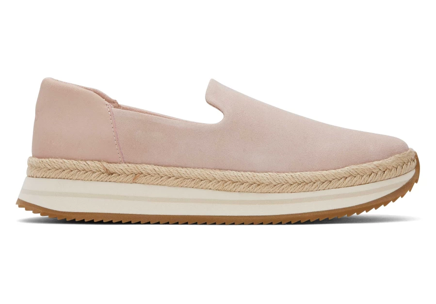 TOMS Suede Pink Espadrille Sneakers for Women - Jocelyn Comfortable Casual Shoes