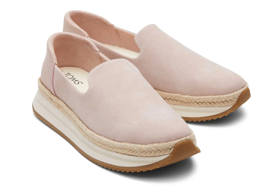 TOMS Suede Pink Espadrille Sneakers for Women - Jocelyn Comfortable Casual Shoes