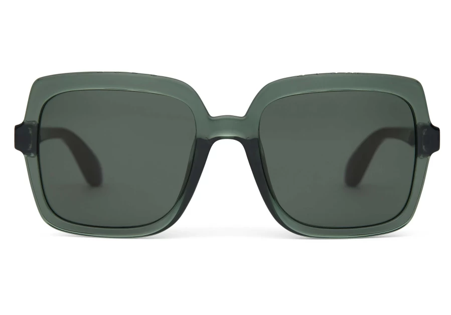 TOMS Athena Spruce Crystal Green Grey Polarized Traveler Sunglasses for Men & Women