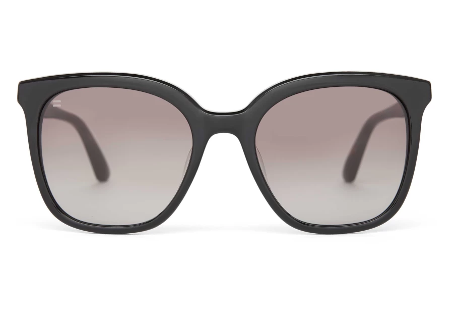 TOMS Shiny Black/Grey Gradient Handcrafted Charmaine Sunglasses – Stylish & Unique Design