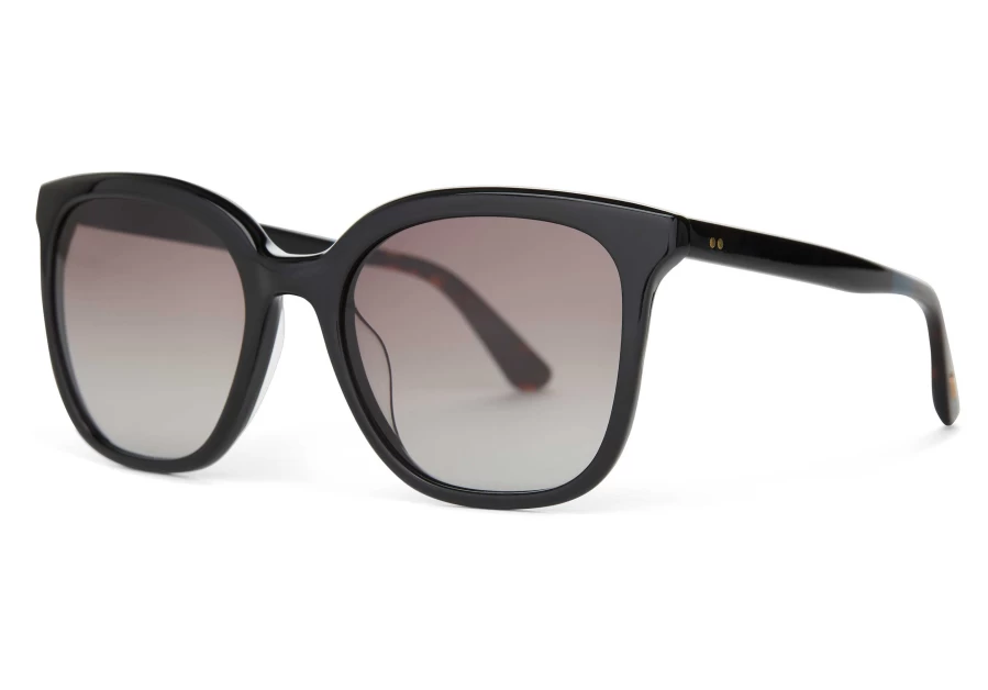 TOMS Shiny Black/Grey Gradient Handcrafted Charmaine Sunglasses – Stylish & Unique Design