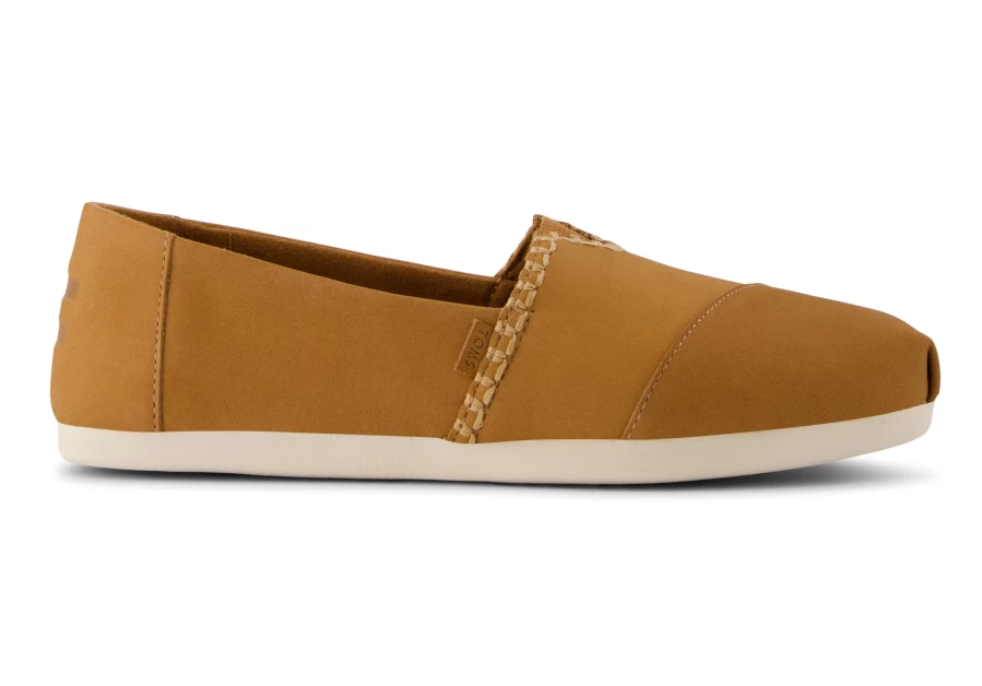 TOMS Leather Tan Alpargata Comfortable Slip-On Espadrille Shoes