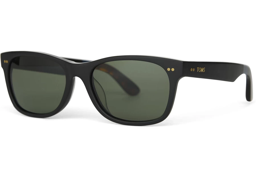 TOMS Handcrafted Polarized Sunglasses - Beachmaster 301 Black - UV Protection Stylish Shades